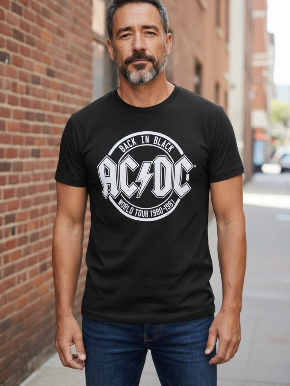 AC/DC Black Tee with White 'Back In Black' Logo